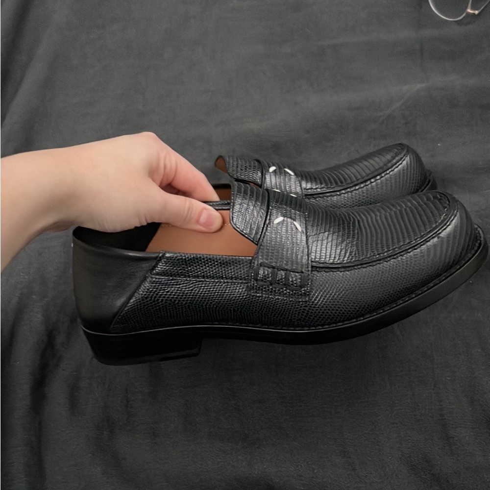 Black Leather Maison Margiela Loafers